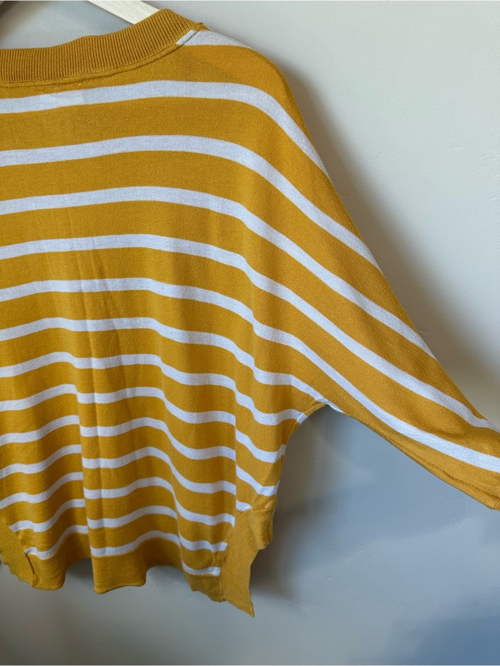 Anthropologie Mustard White Striped Dolman Pullover • Women’s Small